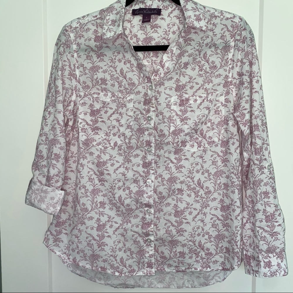 Gloria Vanderbilt Floral Button-Down Shirt - EUC